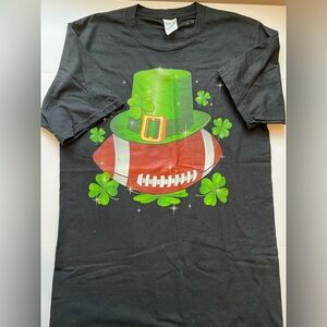Port and Company Black Tee with Green Hat and Football Design